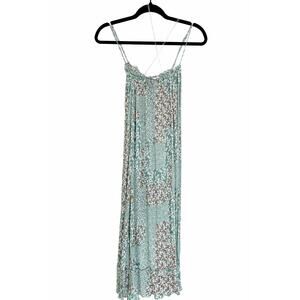 Indulgence Dress Med Boho Patchwork Floral Rayon Midaxi Sage Flowy Festival Cami